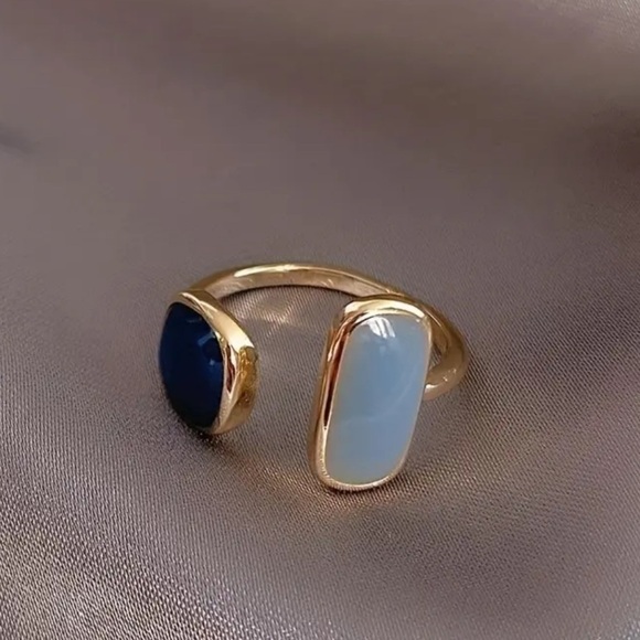 Cuff Ring Geometric Design Oil Dripping Craft Adjustable - Picture 2 of 5